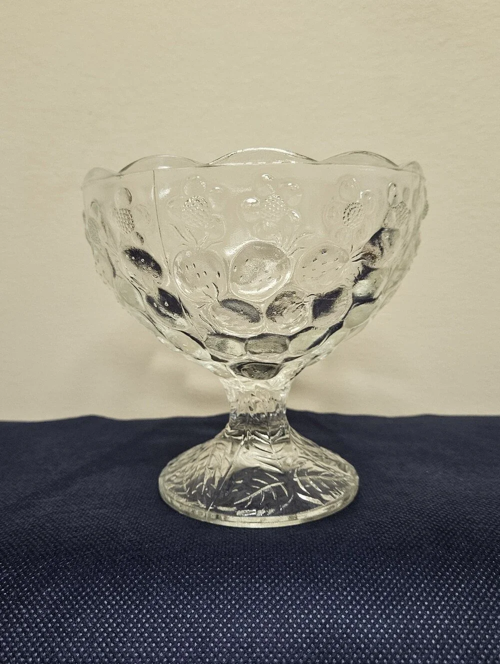 Strawberry & Floral Pattern‎ Glass Compote